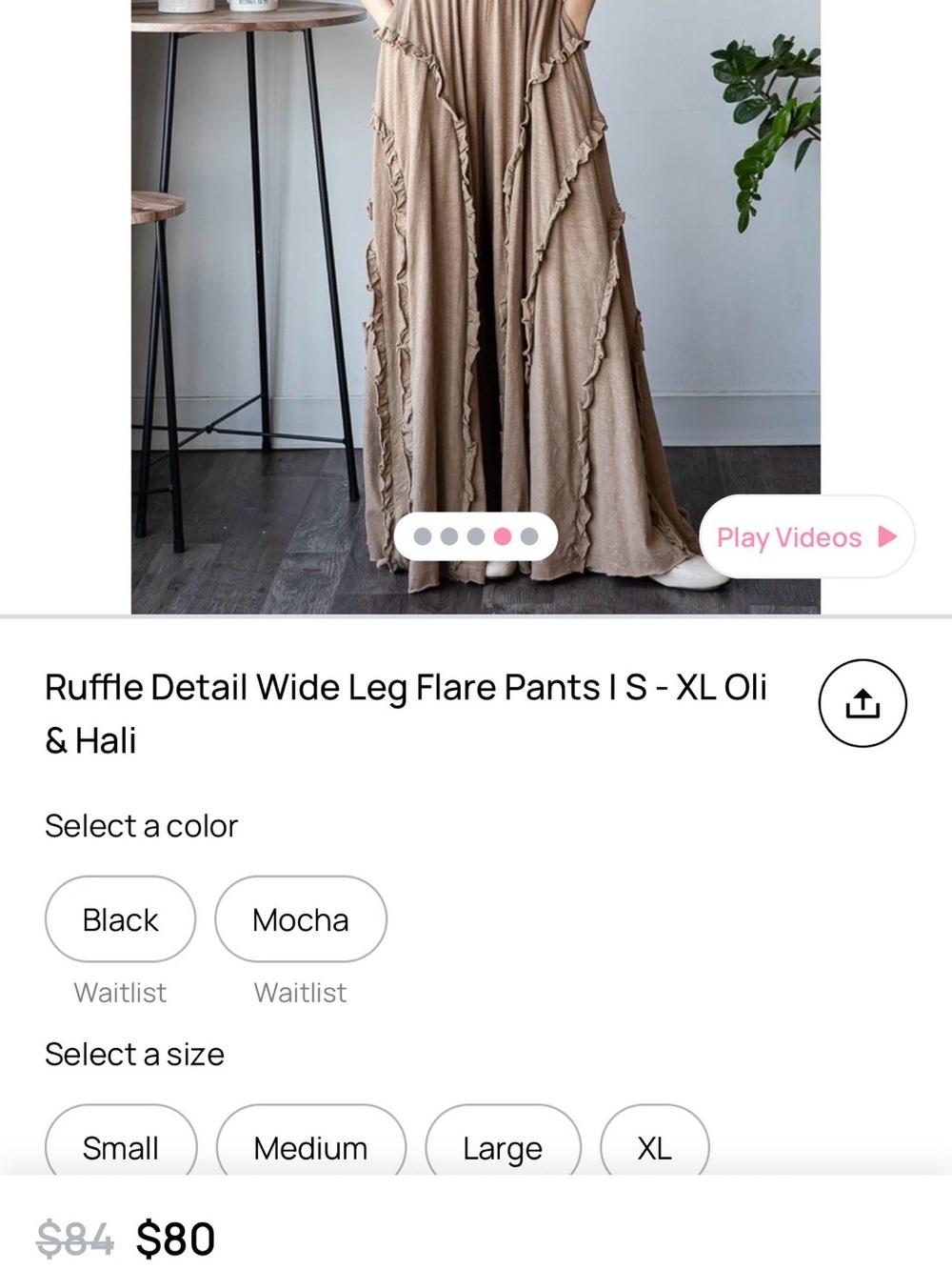 Oli & Hali Taupe Wide Leg Ruffle Pants - Picture 3 of 5